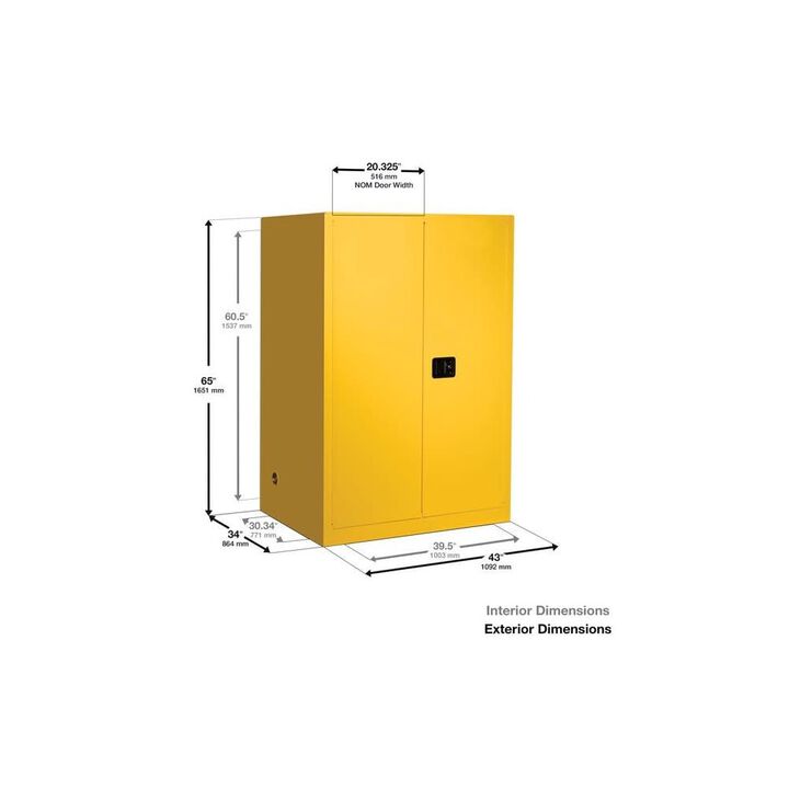 Justrite 90 Gallon Green Manual Close Safety Cabinet, large image number 1