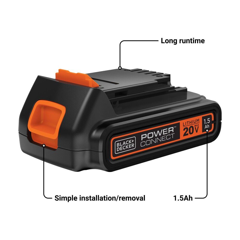 Black and Decker POWERCONNECT 20V 1.5Ah Lithium Ion Power Tool Battery Pack, large image number 6
