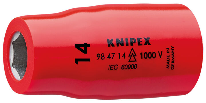 Knipex 1/2 Inch Drive 14 mm 1000V Insulated 6-Point Hex Socket