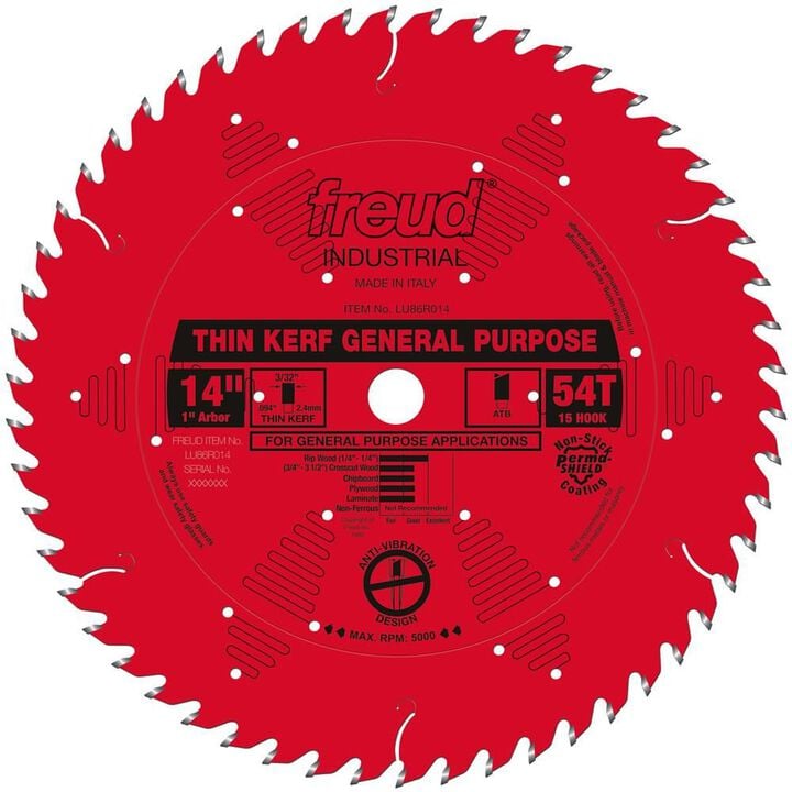 Freud 14 In. x 54T Thin Kerf General Purpose Blade, large image number 0