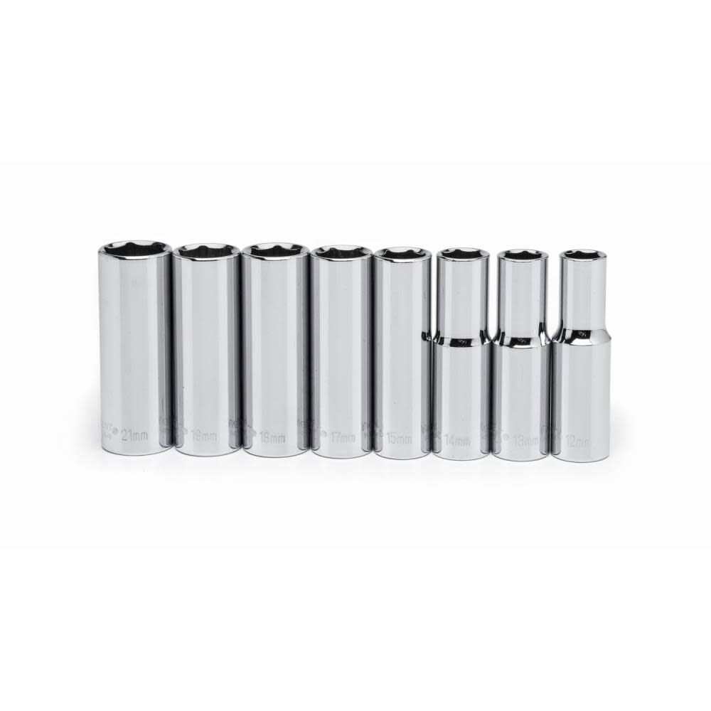 Crescent 8 Pc 1/2 Drive 6 Point Deep Metric Socket Set, large image number 1