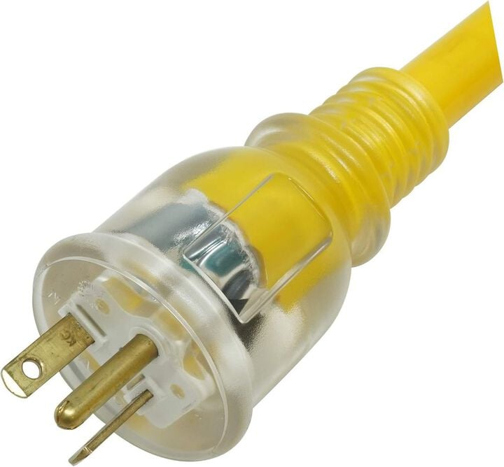 Southwire SJTW50 Ft 10/3 20 Amp Yellow Jacket Outdoor Heavy-Duty Extension Cord with T-Blade Power Light Plug, large image number 1