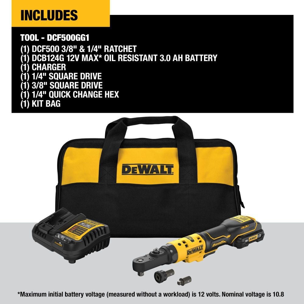 DEWALT XTREME 12V MAX Cordless 3/8 in and 1/4 in Sealed Head Ratchet Kit, large image number 4