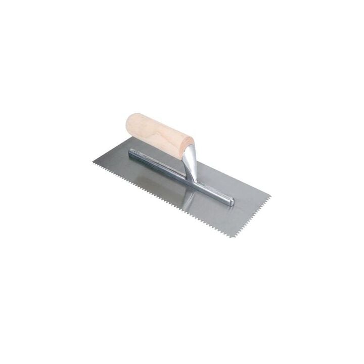 QEP 3/16 Inch x 5/32 Inch V-Notch Pro Flooring Trowel with Wood Handle