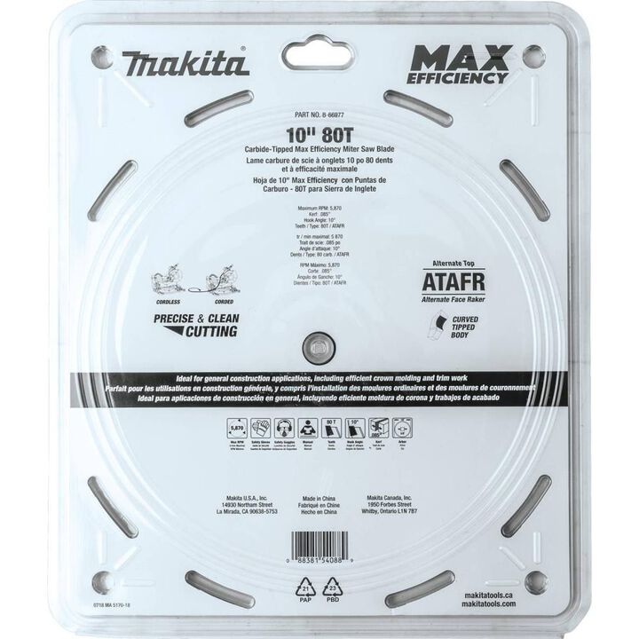 Makita 10in 80T Carbide-Tipped Max Efficiency Miter Saw Blade, large image number 7