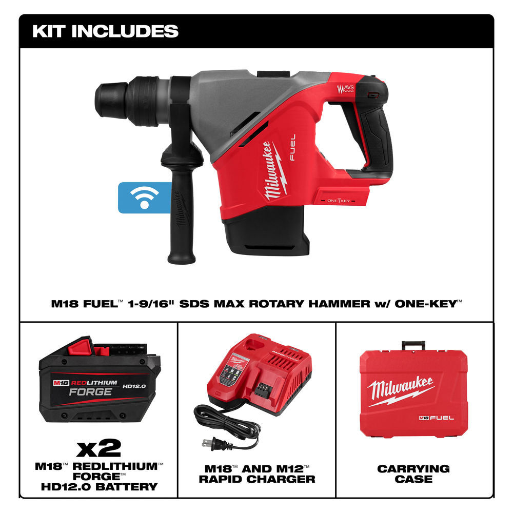 Milwaukee M18 FUEL 1-9/16 Inch SDS Max Rotary Hammer with ONE KEY Kit, large image number 3
