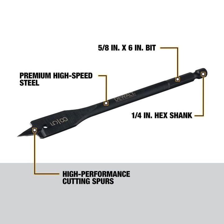 DEWALT 5/8 X 6 WOOD BORING BIT, large image number 1