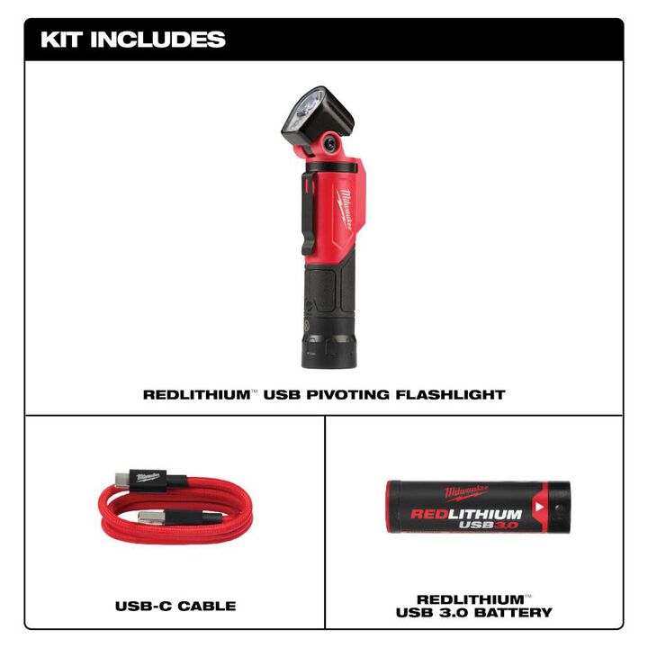 Milwaukee USB Rechargeable Pivoting LED Flashlight, large image number 1