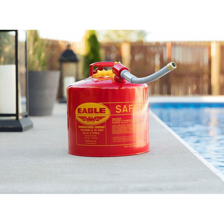 Eagle Manufacturing 5 Gallon Red Galvanized Steel Type II Safety Can with Metal Hose, large image number 6
