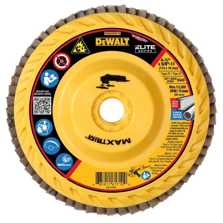 DEWALT 4 1/2in X 5/8in 11 40G T27 XP Ceramic Trim Flap Disc