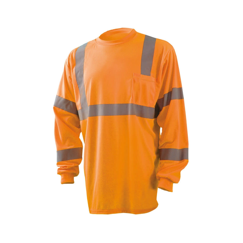 Occunomix Hi-Vis Orange Wicking Birdseye T-Shirt Long Sleeve 3X, large image number 1