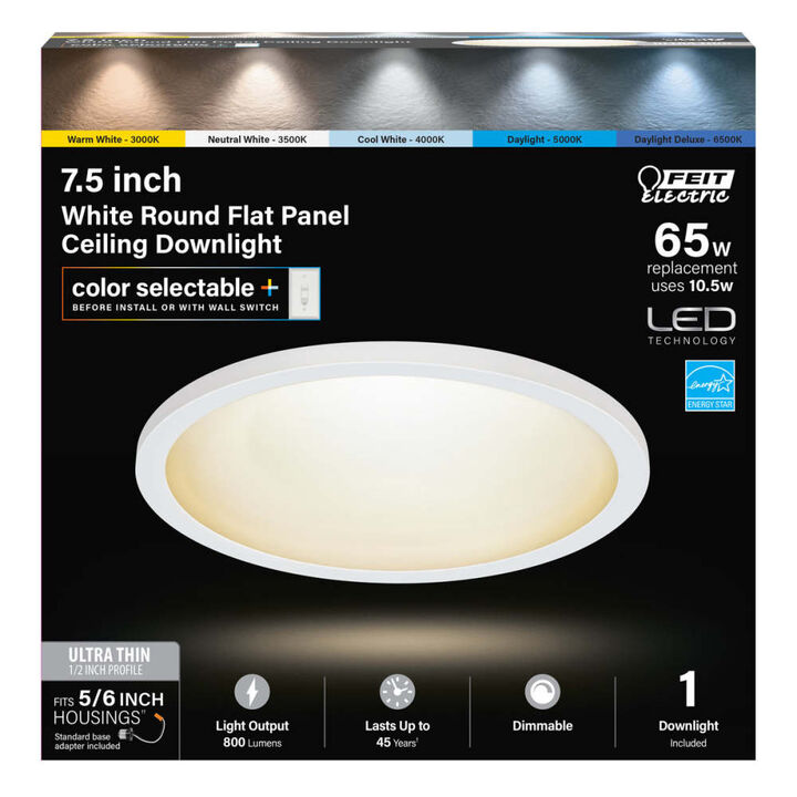 Feit Electric 10.5W 800 Lumens Selectable LED Round Ceiling Downlight White, large image number 2