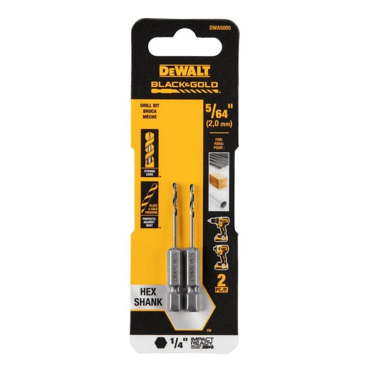 DEWALT 5/64in BLACK & GOLD Impact Ready METAL DRILL BIT, large image number 1