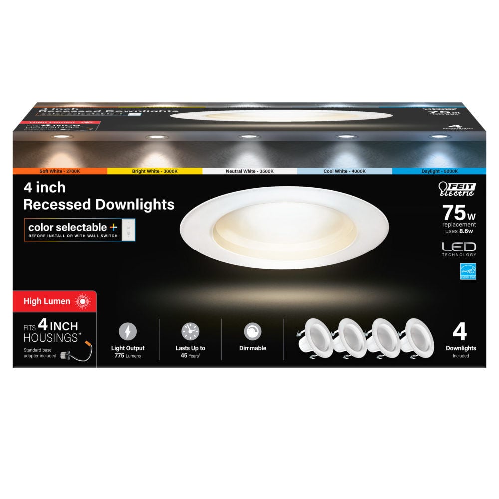 Feit Electric 8.6W 775 Lumens LED Recessed Downlight 4pk, large image number 2