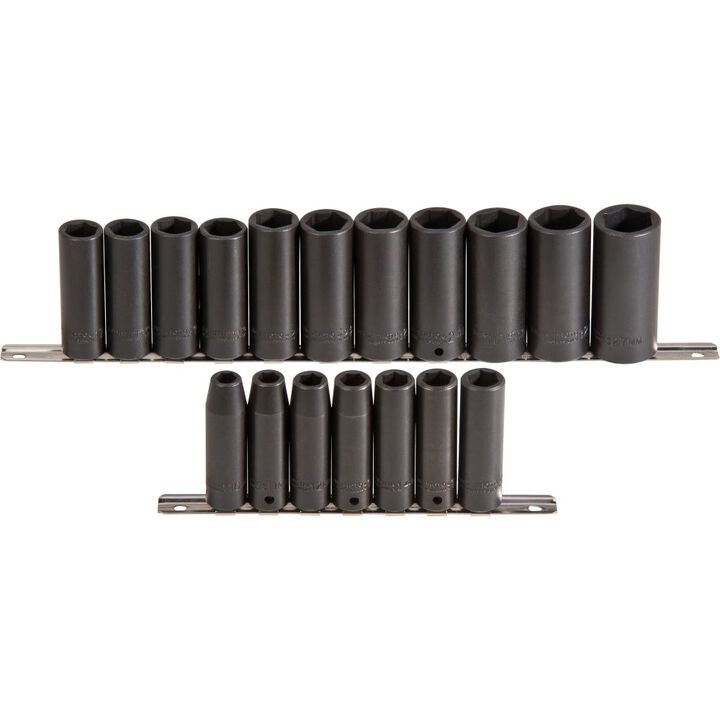 Proto 1/2 in Drive 18 Piece Deep Impact Socket Set 6 Point, large image number 1