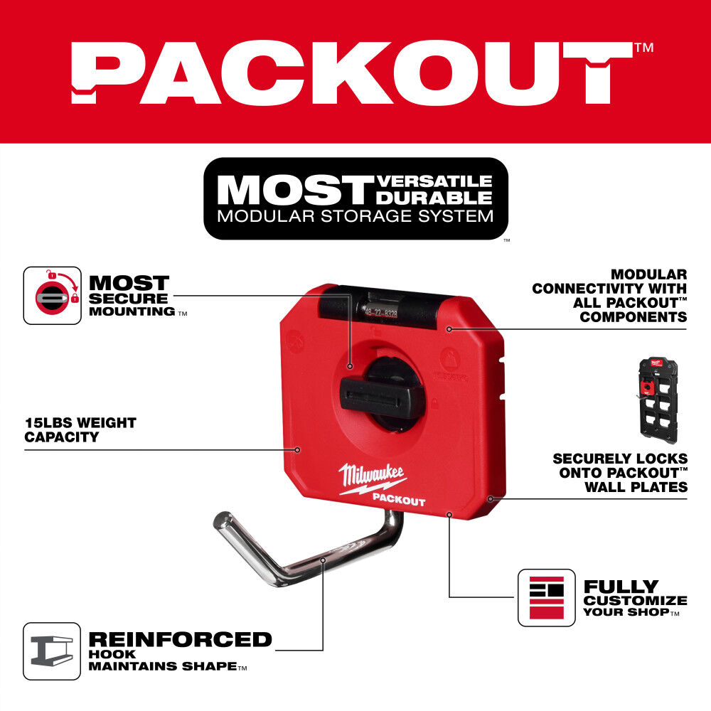 Milwaukee PACKOUT 4inch Single Straight Hook, large image number 7