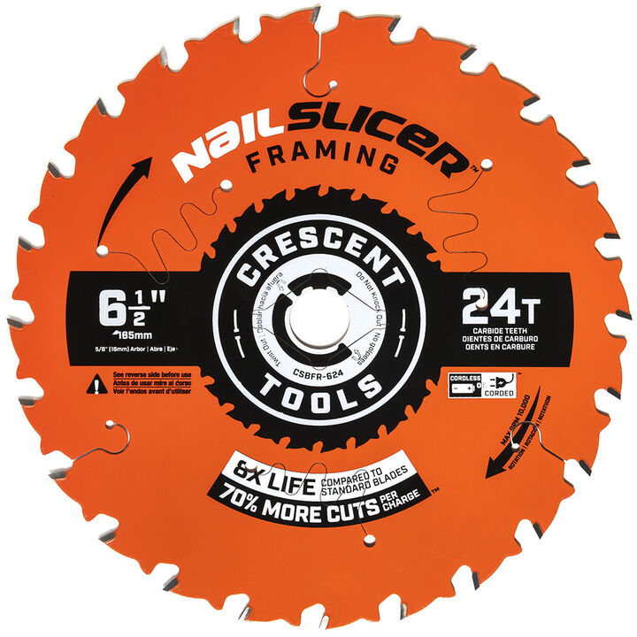 Crescent Nail Slicer Circular Saw Framing Blade 6 1/2in x 24T