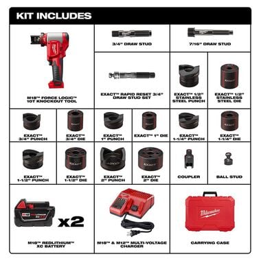 Milwaukee M18 FORCE LOGIC 10-Ton Knockout Tool 1/2 in. to 2 in. Kit, large image number 1