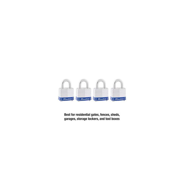 Master Lock Padlock 1 9/16in Keyed Alike Tumbler 4pk, large image number 2