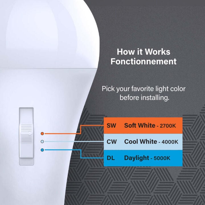 Feit Electric 33W 4060 Lumens E26 Base A23 Color Selectable LED Bulb, large image number 3