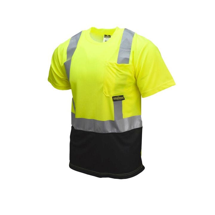 Radians ST11B Class 2 T-Shirt Short Sleeve Black Bottom Hi-Vis Green/Black M