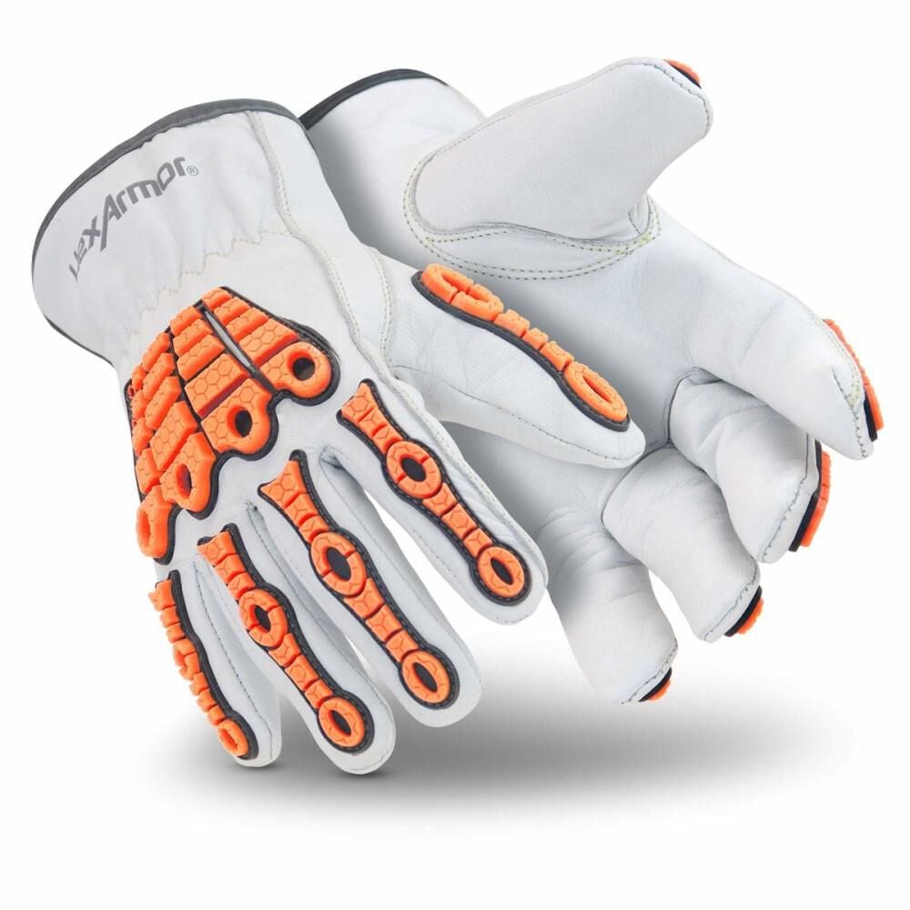 Hexarmor Chrome SLT Goatskin Leather Gloves White and Orange - 4060-L (9)