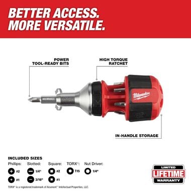 Milwaukee 8-in-1 Compact Ratcheting Multi-Bit Driver