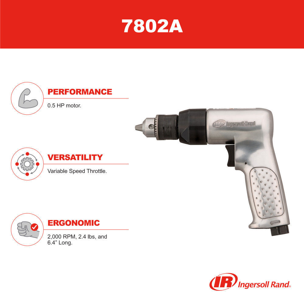 Ingersoll Rand 3/8 Inch Chuck 0.5 HP Air Drill, 2000 RPM, large image number 5