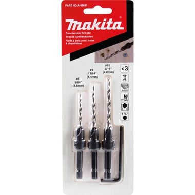 Makita 3 Pc. Countersink Set with Hex Wrench, large image number 1