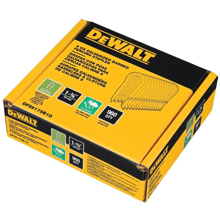 DEWALT 1.75in 9GA Galvanized Barbed Fencing Staples 960pk, large image number 4