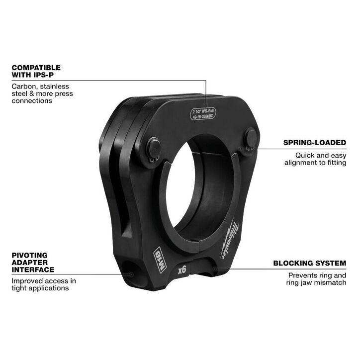 Milwaukee 2-1/2 Inch IPS-P Pivoting Press Ring for M18 FORCE LOGIC Long Throw Press Tool, large image number 11