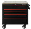 Extreme Tools EX Tool Cart Series 41 Inch W x 26 Inch D 6 Drawer Stainless Steel Sliding Top Tool Cart with Bumpers Black with Red Drawer Pulls, small image number 1