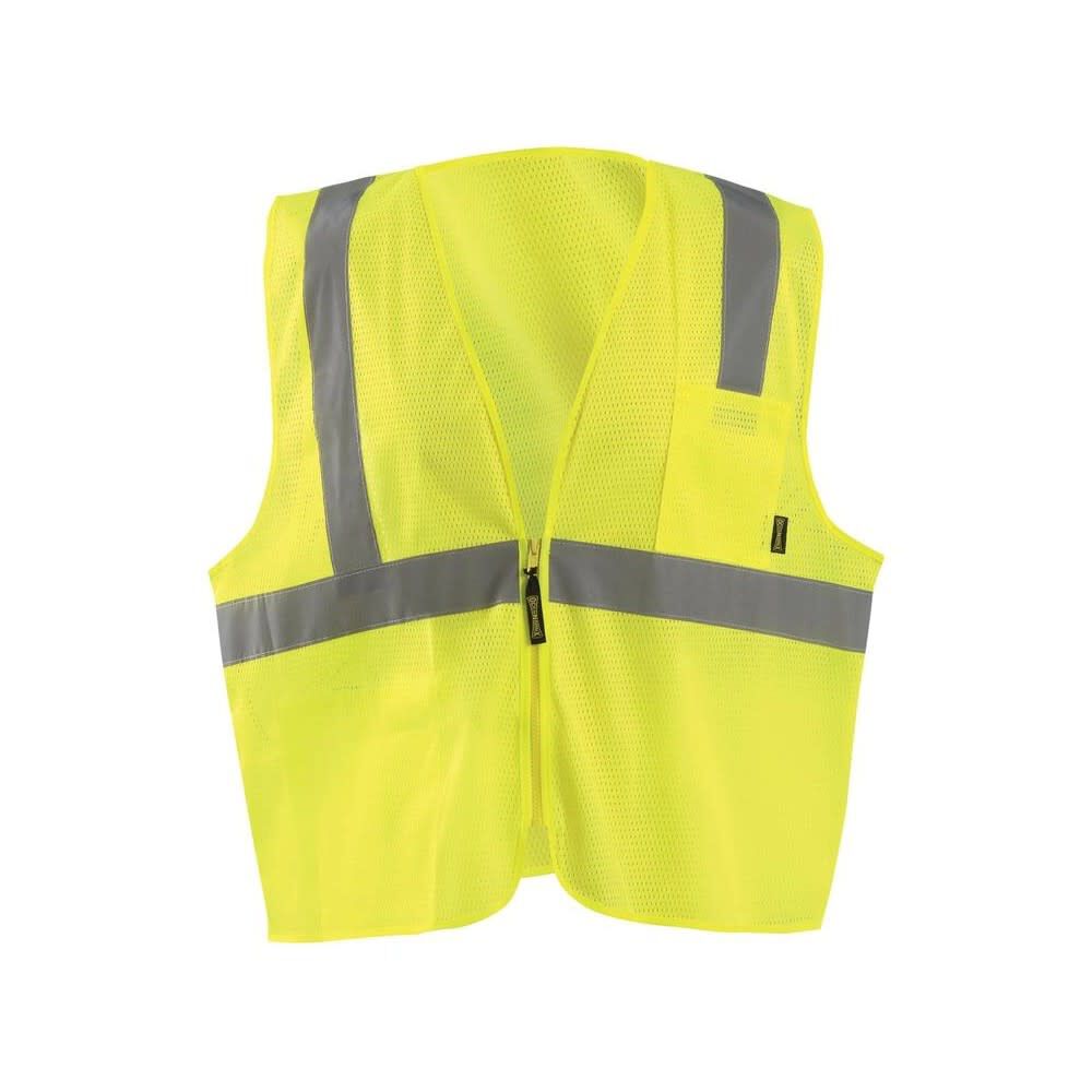 Occunomix Zipper Safety Vest Yellow High Visibility Mesh Standard Large, large image number 1