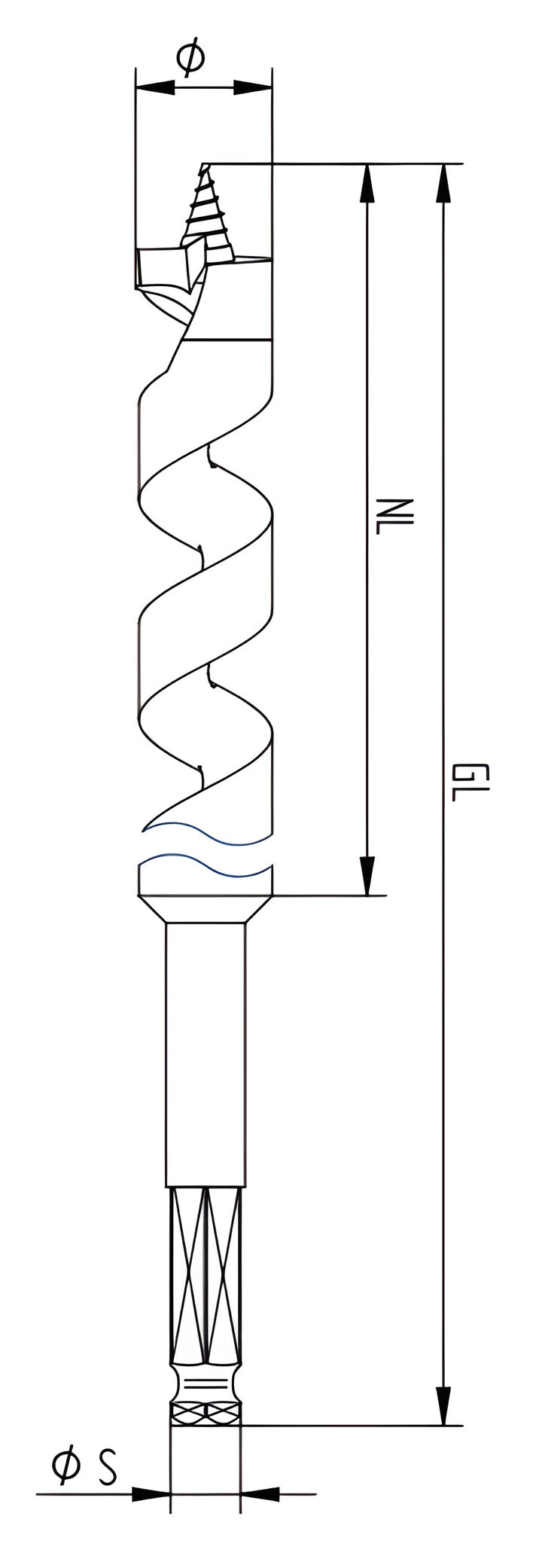 Fisch 1/2 Inch x 8 Inch Barracuda Ship Auger Bit, large image number 1