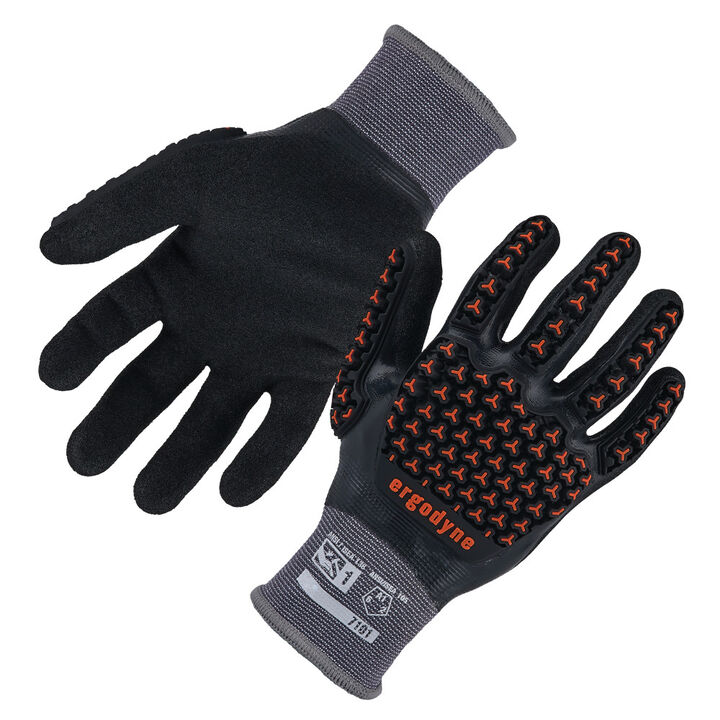 Ergodyne 7101 Full Nitrile Dipped Impact Gloves Large Black