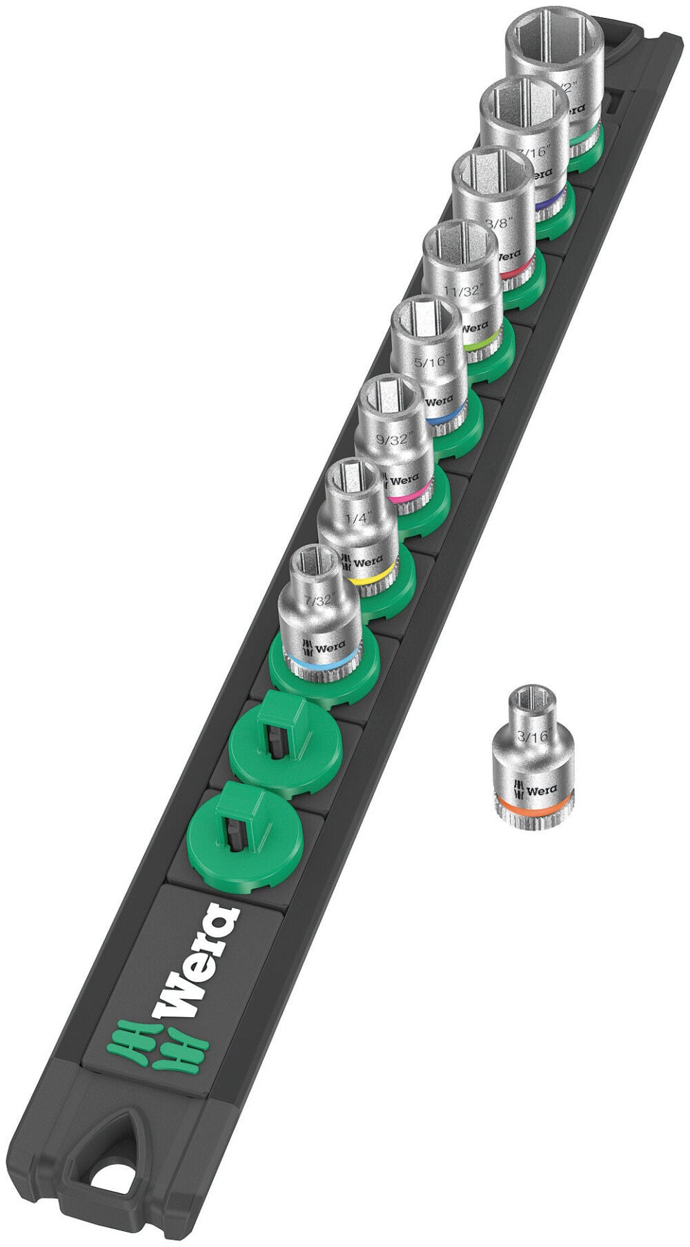 Wera Tools Magnetic Socket Rail A 1/4 in Drive Zyklop Socket Set 9pc, large image number 2