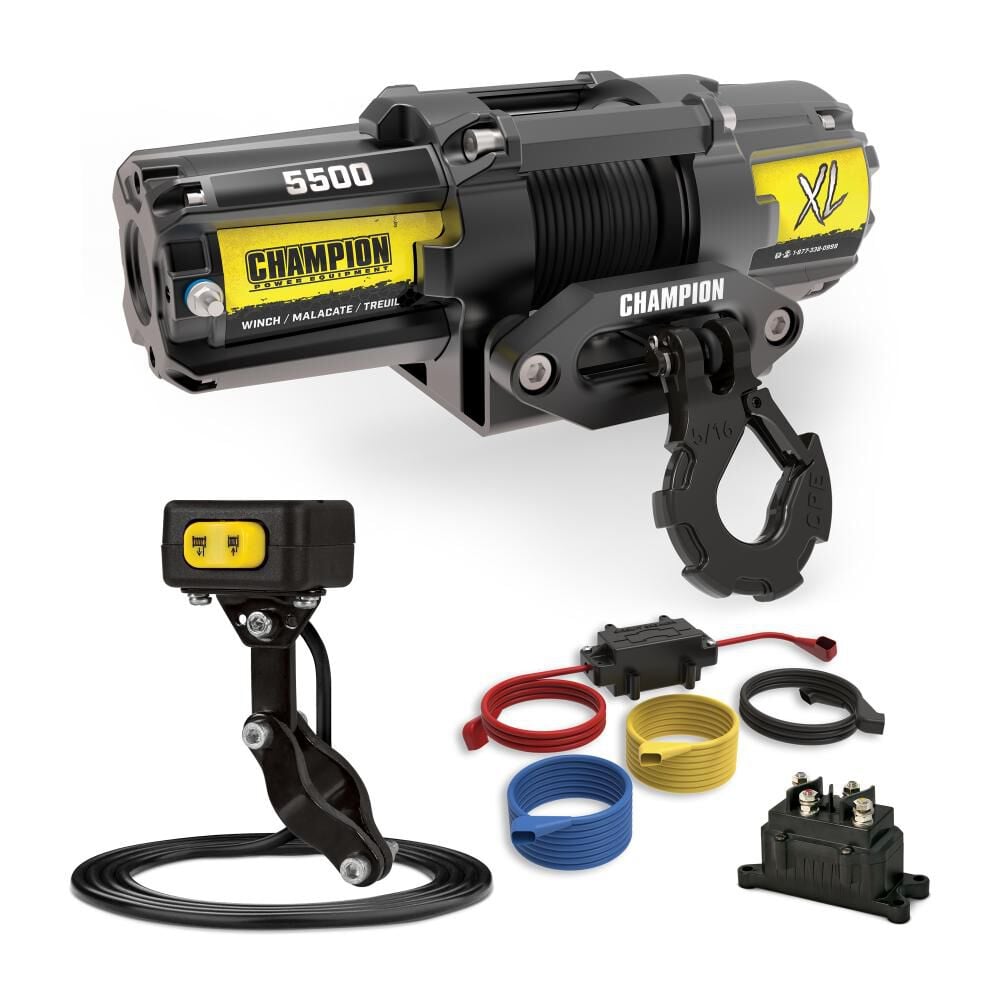 Champion Power Equipment XL 5500 lb ATV/UTV Synthetic Rope Winch Kit – 100723