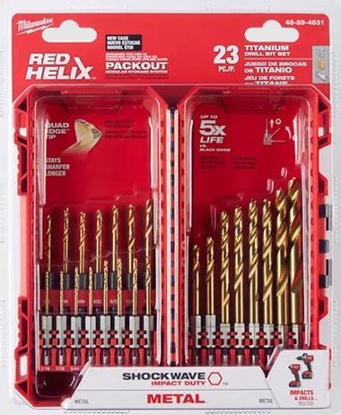 Milwaukee SHOCKWAVE Impact Duty RED HELIX Titanium Drill Bit Set 23PC  48-89-4631 - Acme Tools