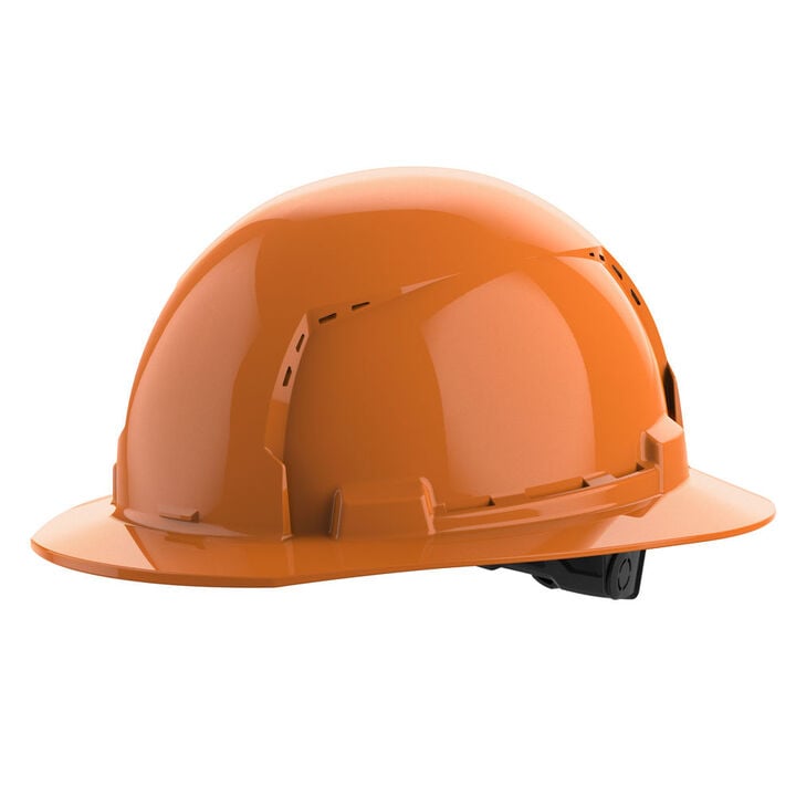 Milwaukee Orange Full Brim Vented Hard Hat with 6pt Ratcheting Suspension Type 1 Class C