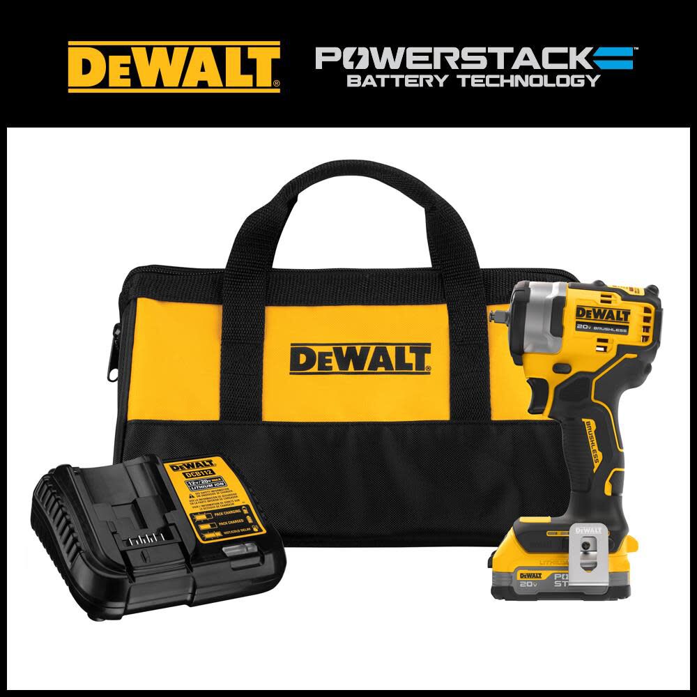 DEWALT 20V MAX 3 8in Impact Wrench POWERSTACK Compact Battery