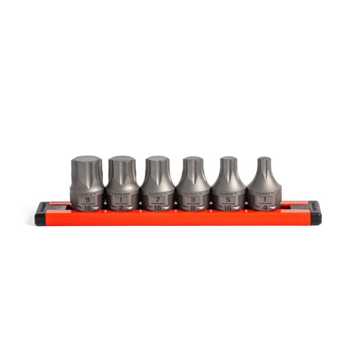 GripEdge Tools RPT 3/8 Inch Drive Dual-Action Hex Driver Bit Set SAE 6 Pieces