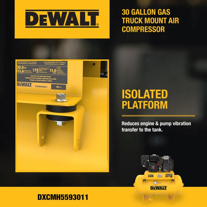 DEWALT 30 Gallon Single Stage Portable Gas Powered Truck Mount Air Compressor, large image number 10