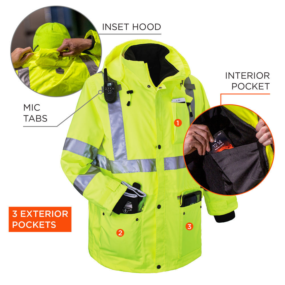 Ergodyne 4-in-1 Hi-Vis Winter Jacket Parka, Small, large image number 5