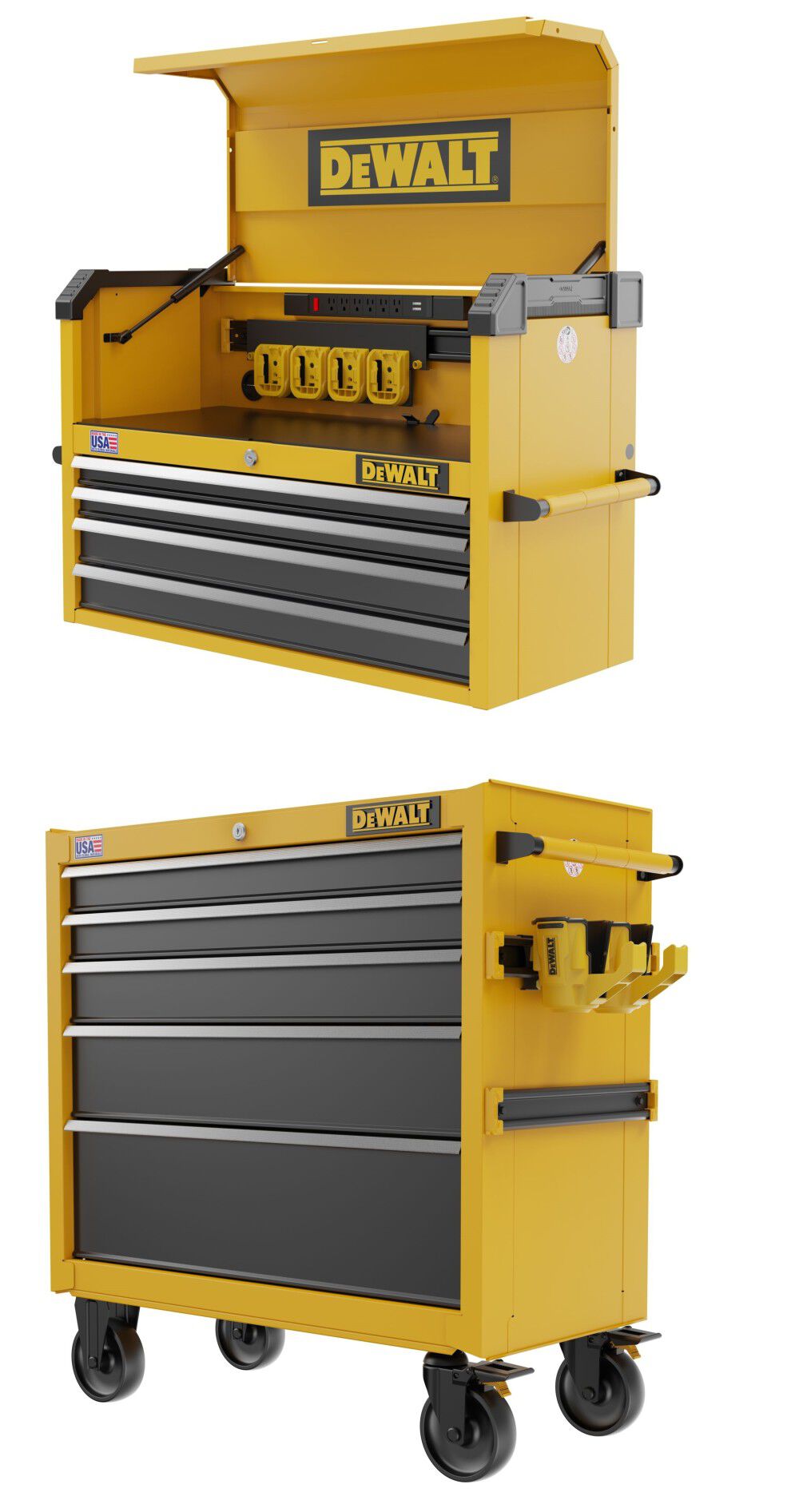 DEWALT 37 inch 4 Drawer Chest and 37 inch 5 Drawer Rolling Tool Cabinet Bundle DWST37052 DWST37041 Acme Tools