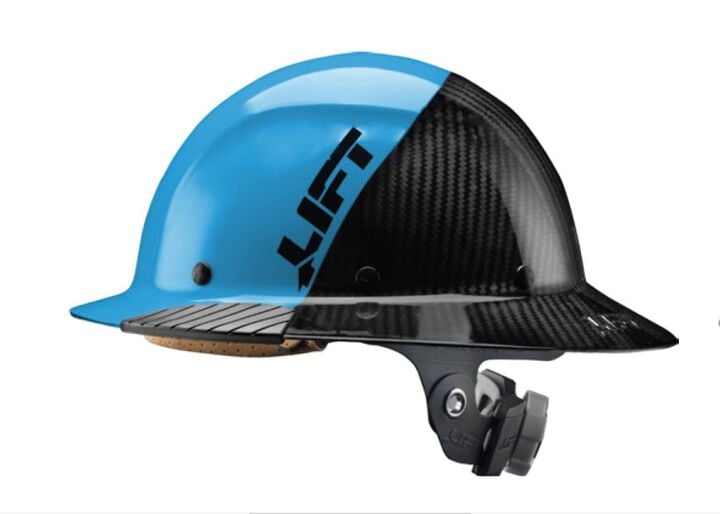 Lift Safety DAX FIFTY50 Carbon Fiber Full Brim Hard Hat Black and Blue