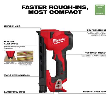 Milwaukee M12 Cable Stapler (Bare Tool) with 1inch Staples 600qty Bundle, large image number 3