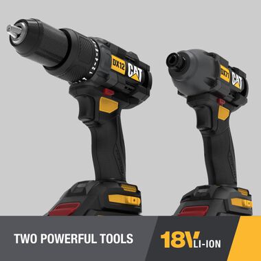 CAT 18V Cordless Hammer Drill and Impact Driver Combo Kit with Two Batteries, large image number 7