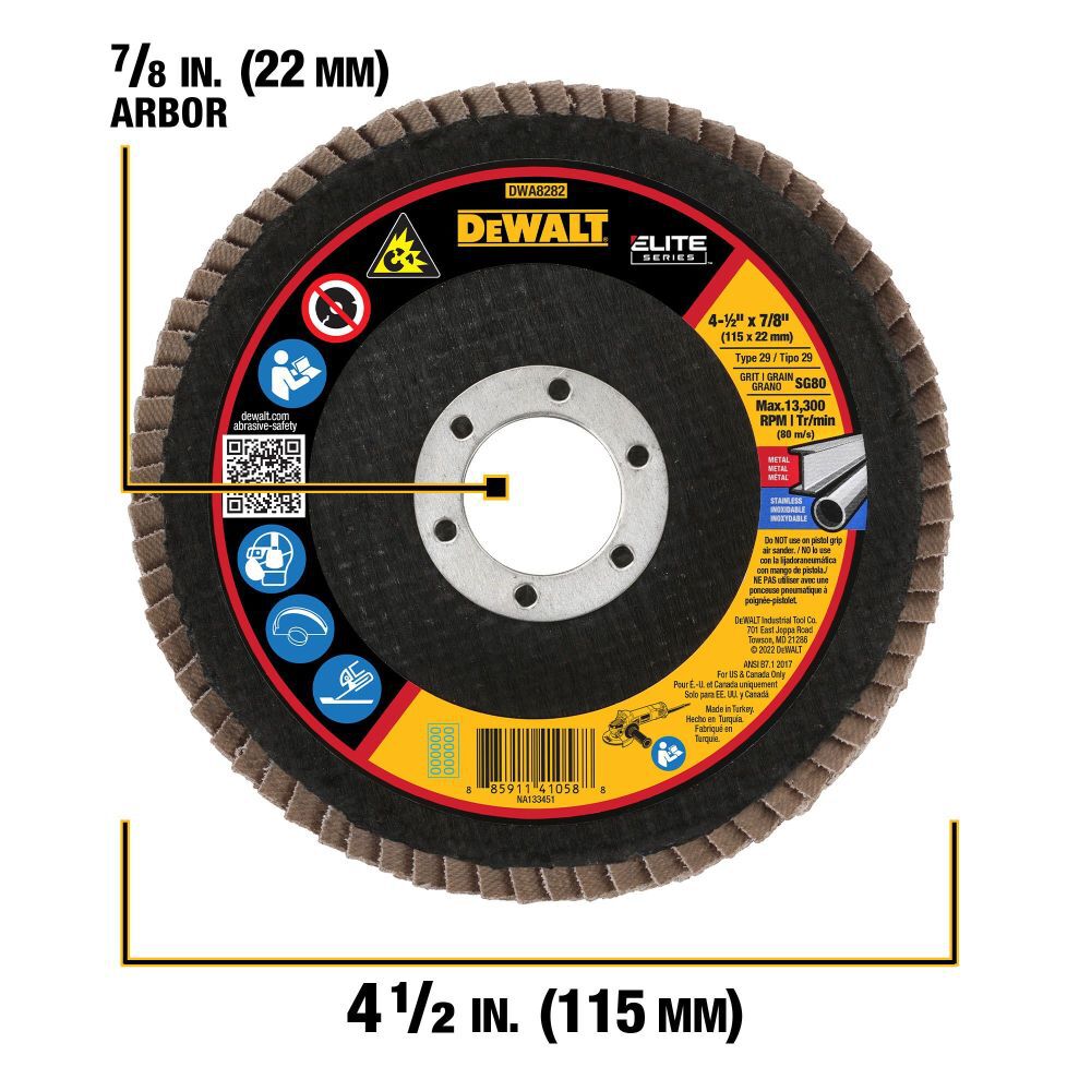 DEWALT 4 1/2in X 7/8in 80G T29 XP Ceramic Flap Disc, large image number 2