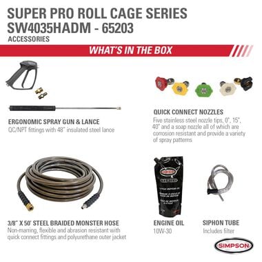 Simpson Super Pro Roll Cage Cold Water Professional Gas Pressure Washer 4000 PSI, large image number 11