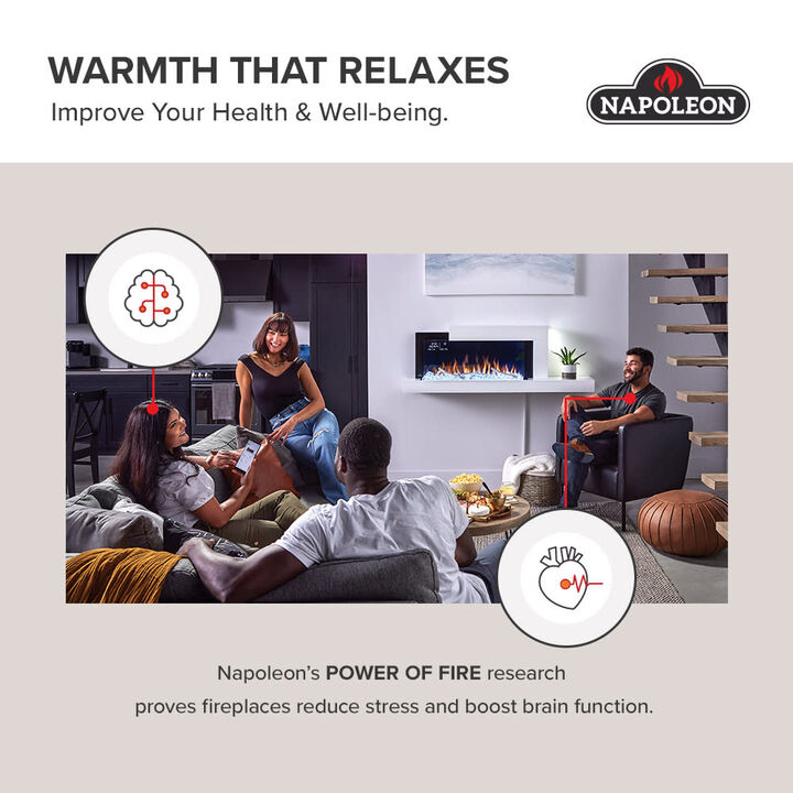 Napoleon Entice 72 Inch Black Single-Sided Wall-Hanging Electric Fireplace, large image number 11